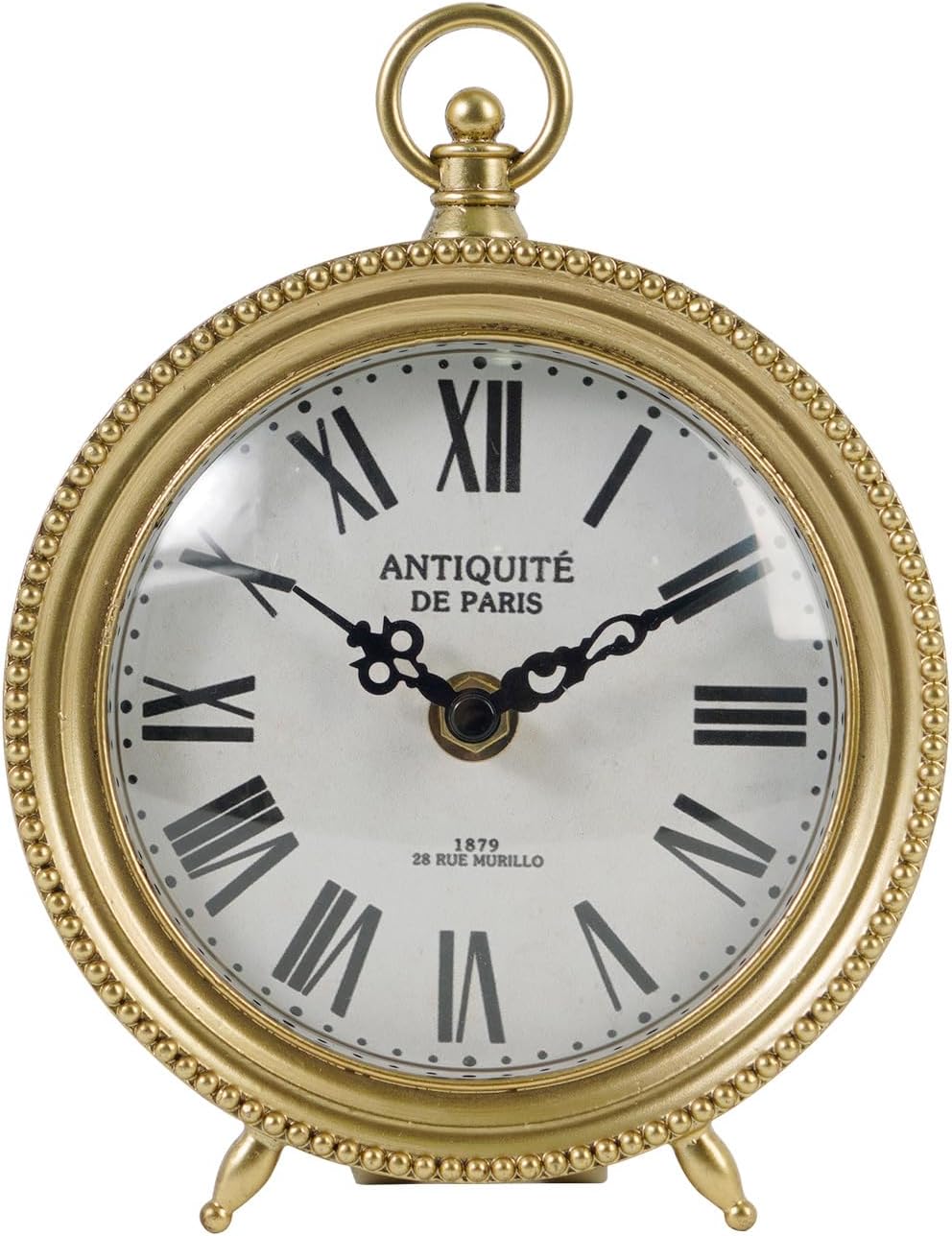 Gold Table Clock, Silent Non-Ticking Shelf Desk Top Clock Battery Operated Classic Design, Decorative Home Decor for Living Room, Fireplace Mantel, Desktop, Countertop