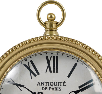 Gold Table Clock, Silent Non-Ticking Shelf Desk Top Clock Battery Operated Classic Design, Decorative Home Decor for Living Room, Fireplace Mantel, Desktop, Countertop