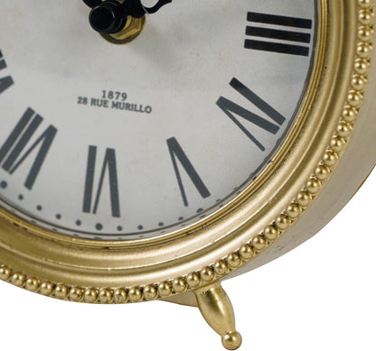 Gold Table Clock, Silent Non-Ticking Shelf Desk Top Clock Battery Operated Classic Design, Decorative Home Decor for Living Room, Fireplace Mantel, Desktop, Countertop