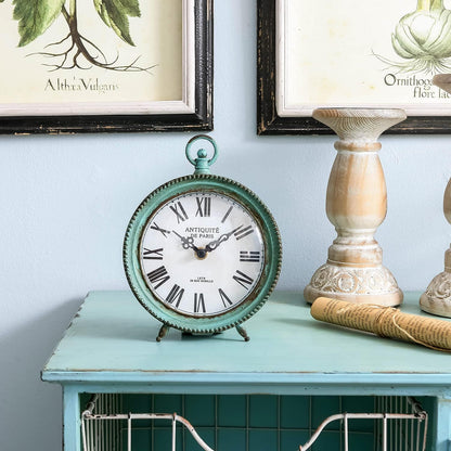 Gold Table Clock, Silent Non-Ticking Shelf Desk Top Clock Battery Operated Classic Design, Decorative Home Decor for Living Room, Fireplace Mantel, Desktop, Countertop