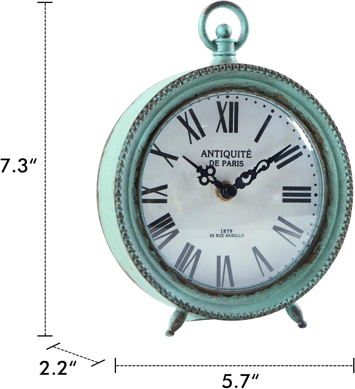 Gold Table Clock, Silent Non-Ticking Shelf Desk Top Clock Battery Operated Classic Design, Decorative Home Decor for Living Room, Fireplace Mantel, Desktop, Countertop