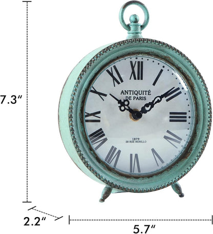 Gold Table Clock, Silent Non-Ticking Shelf Desk Top Clock Battery Operated Classic Design, Decorative Home Decor for Living Room, Fireplace Mantel, Desktop, Countertop