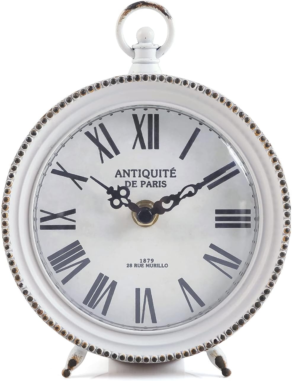 Gold Table Clock, Silent Non-Ticking Shelf Desk Top Clock Battery Operated Classic Design, Decorative Home Decor for Living Room, Fireplace Mantel, Desktop, Countertop
