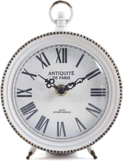 Gold Table Clock, Silent Non-Ticking Shelf Desk Top Clock Battery Operated Classic Design, Decorative Home Decor for Living Room, Fireplace Mantel, Desktop, Countertop