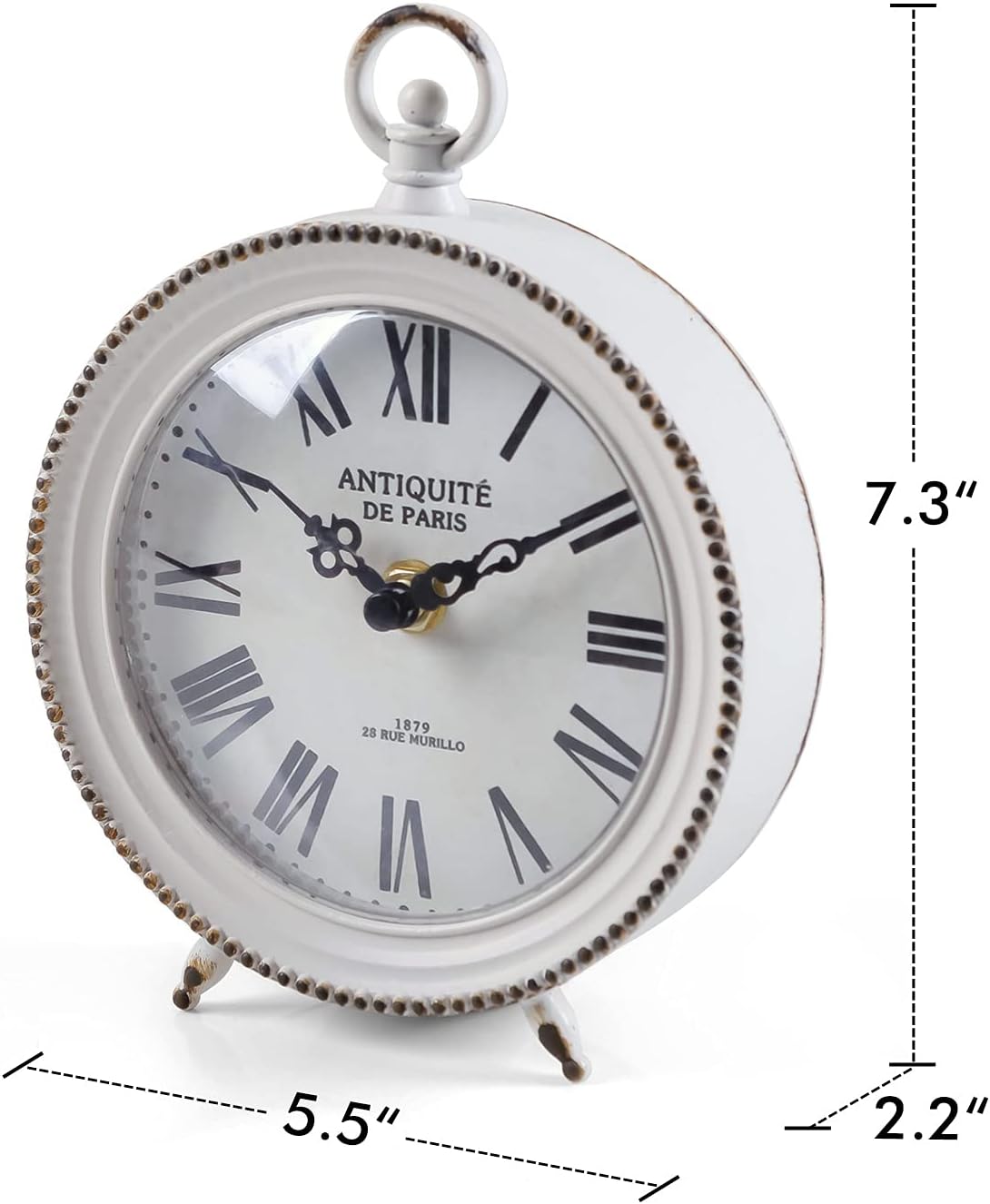 Gold Table Clock, Silent Non-Ticking Shelf Desk Top Clock Battery Operated Classic Design, Decorative Home Decor for Living Room, Fireplace Mantel, Desktop, Countertop