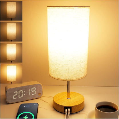 Nightstand Lamp, Touch Dimmable with USB-C Charging & Bulb