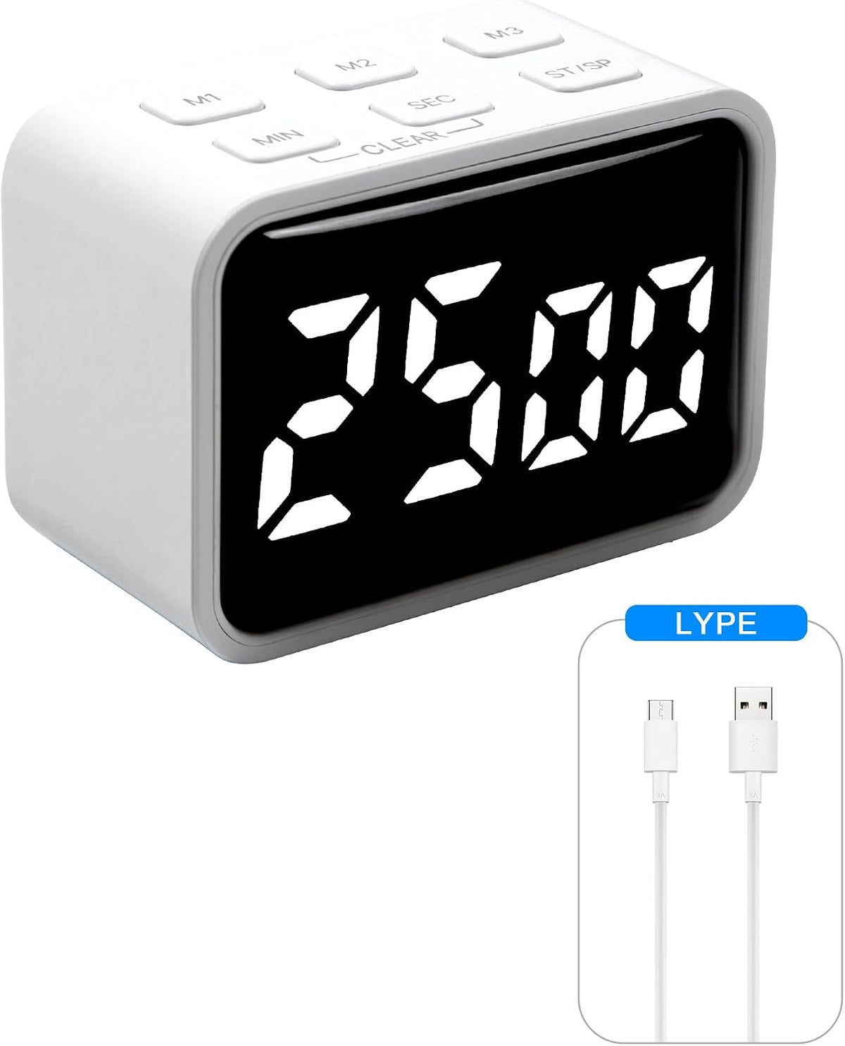 Digital Pomodoro Timer for Desk Productivity, 5/15/25-Minute Default Settings, Small Timer for Kids, Study & Tasks, USB Rechargeable Time Management Tool