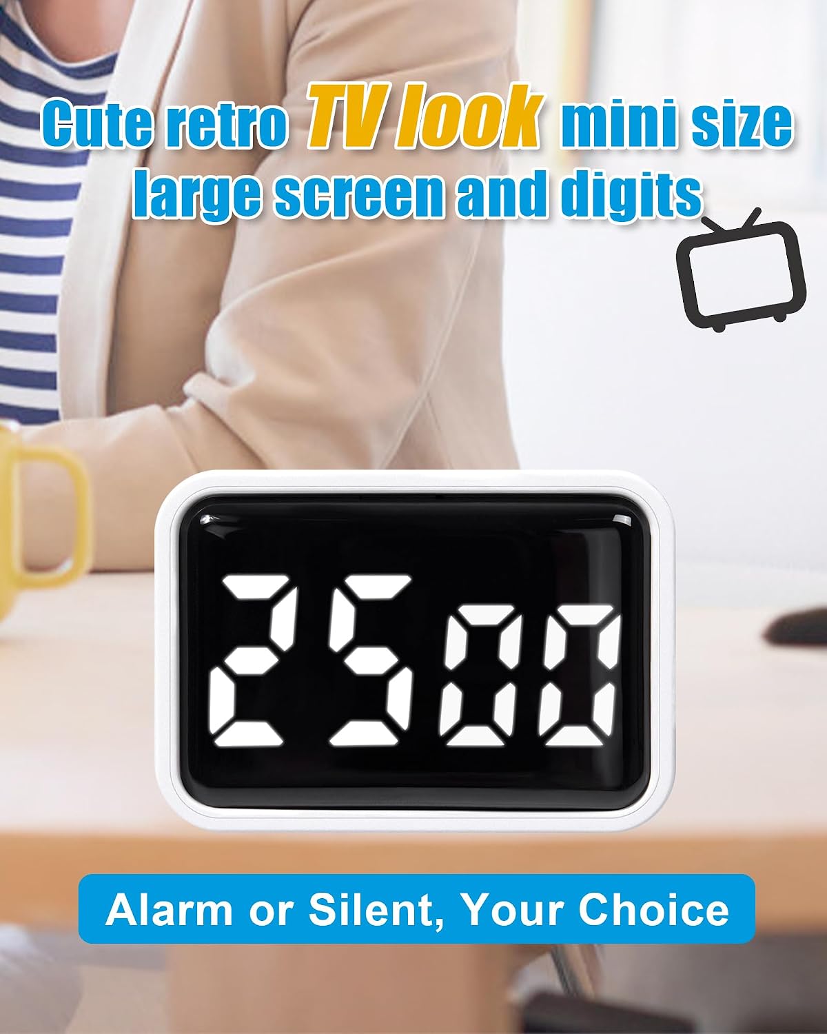 Digital Pomodoro Timer for Desk Productivity, 5/15/25-Minute Default Settings, Small Timer for Kids, Study & Tasks, USB Rechargeable Time Management Tool