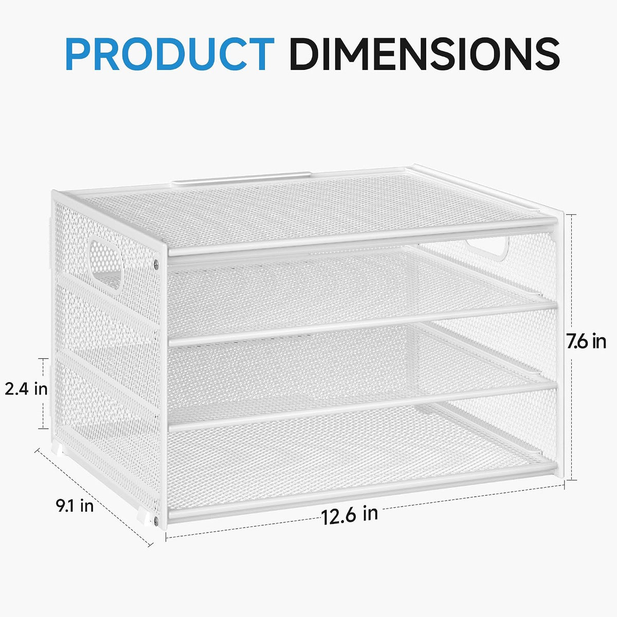 3-Tier Letter Tray Desk Organizer, Mesh Metal Paper File Tray Organizer for Desk, Office Supplies & Home Organization, Fits A4 Paper, Mail, Magazines & Office Accessories (Black with Handle)