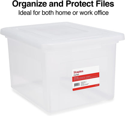Hanging File Folder Box, Storage Bin Organizer, Snap Lid, Clear
