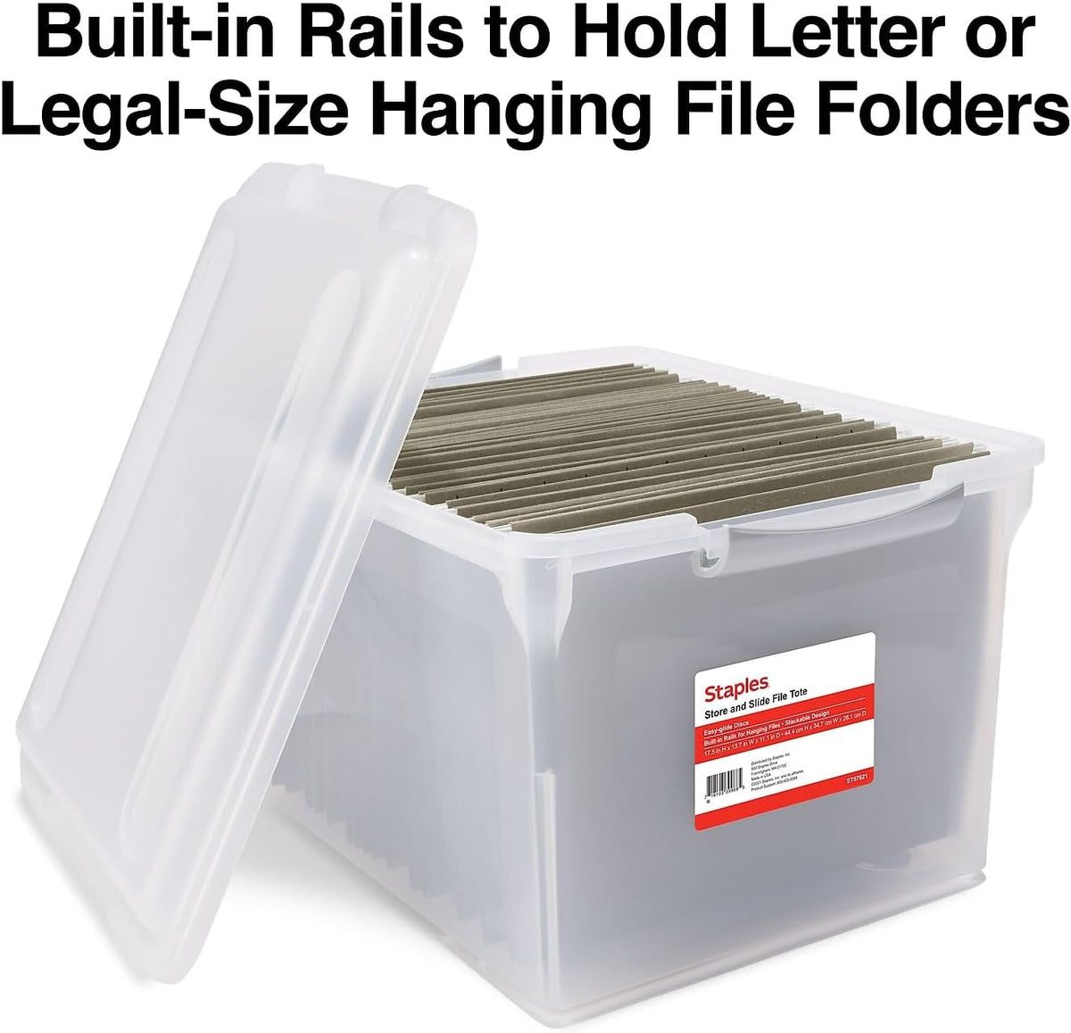 Hanging File Folder Box, Storage Bin Organizer, Snap Lid, Clear