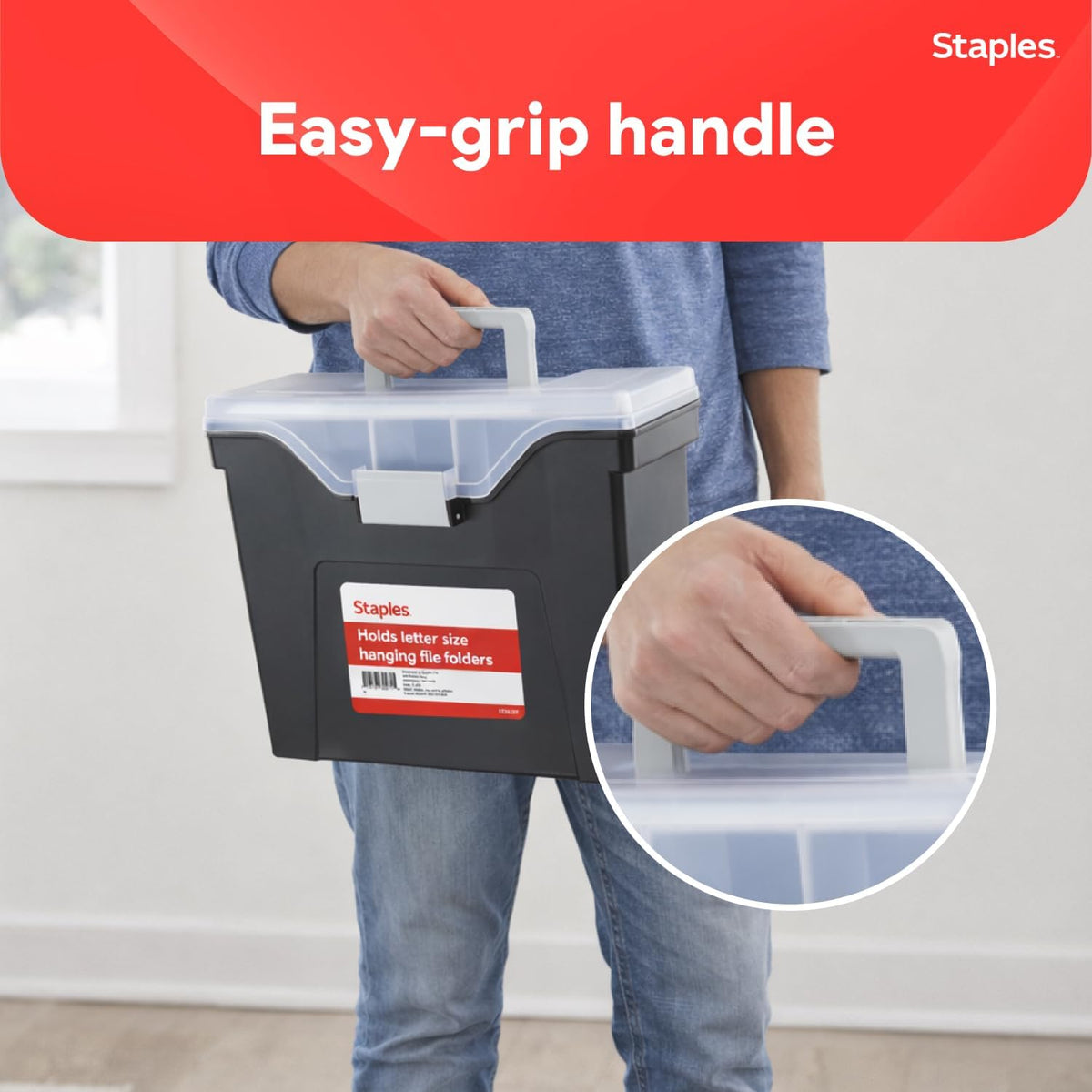 Hanging File Folder Box, Storage Bin Organizer, Snap Lid, Clear
