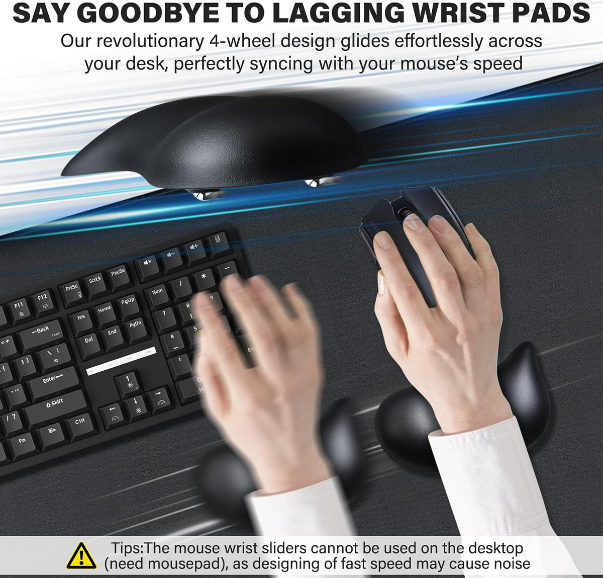 Ergonomic Gliding Palm Rests, Gel Mouse Wrist with Leather Surface