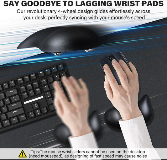 Ergonomic Gliding Palm Rests, Gel Mouse Wrist with Leather Surface