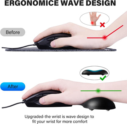 Ergonomic Gliding Palm Rests, Gel Mouse Wrist with Leather Surface