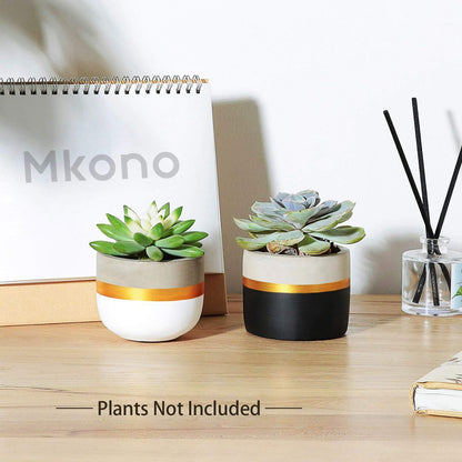 3 Inch Mini Succulent Pots Concrete Planter Set, Modern Tiny Container for Indoor Plants, Christmas Home Office Decor Gifts for Plant Lovers (Plant NOT Included)