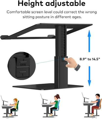 Adjustable Laptop Stand, Tall, Strong, Airflow, Suitable for 13.3-17.3 Inch Laptops, Lift Screen to Eye Level for Video Conferences