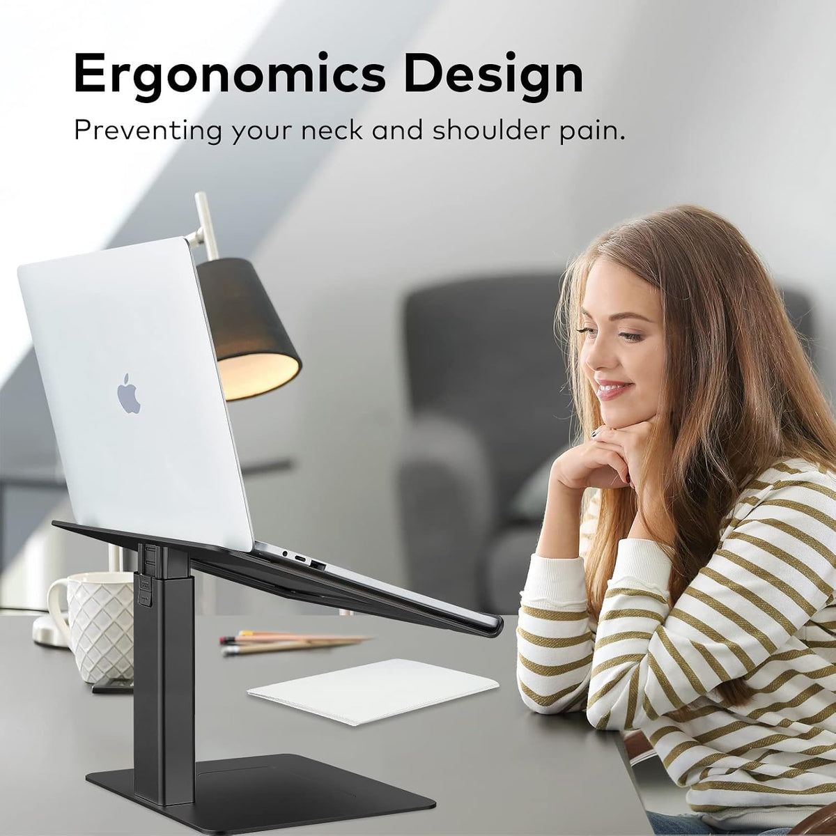 Adjustable Laptop Stand, Tall, Strong, Airflow, Suitable for 13.3-17.3 Inch Laptops, Lift Screen to Eye Level for Video Conferences