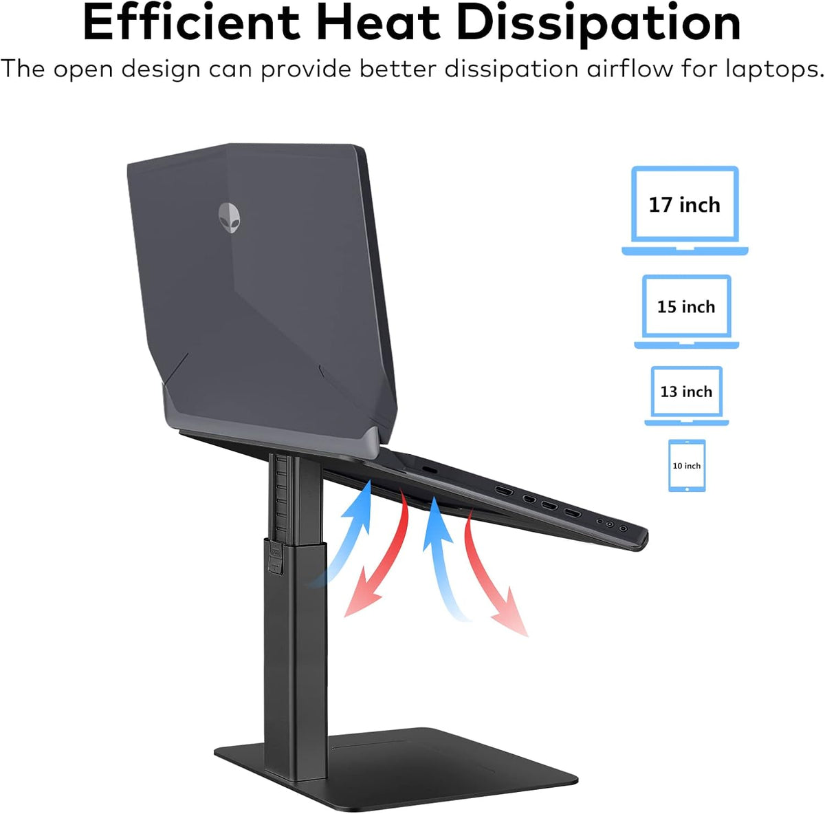 Adjustable Laptop Stand, Tall, Strong, Airflow, Suitable for 13.3-17.3 Inch Laptops, Lift Screen to Eye Level for Video Conferences