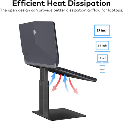 Adjustable Laptop Stand, Tall, Strong, Airflow, Suitable for 13.3-17.3 Inch Laptops, Lift Screen to Eye Level for Video Conferences