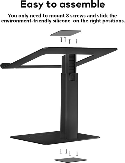 Adjustable Laptop Stand, Tall, Strong, Airflow, Suitable for 13.3-17.3 Inch Laptops, Lift Screen to Eye Level for Video Conferences