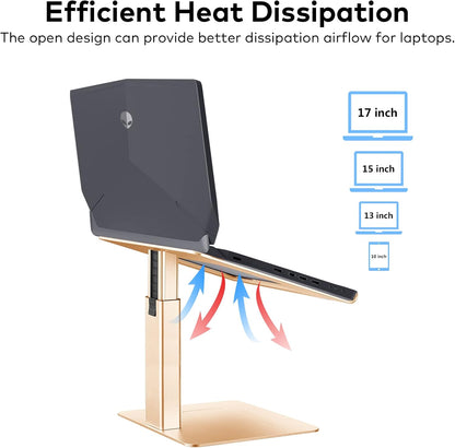 Adjustable Laptop Stand, Tall, Strong, Airflow, Suitable for 13.3-17.3 Inch Laptops, Lift Screen to Eye Level for Video Conferences