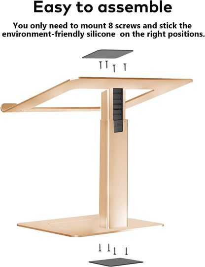 Adjustable Laptop Stand, Tall, Strong, Airflow, Suitable for 13.3-17.3 Inch Laptops, Lift Screen to Eye Level for Video Conferences