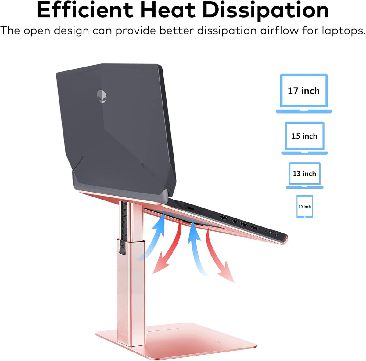 Adjustable Laptop Stand, Tall, Strong, Airflow, Suitable for 13.3-17.3 Inch Laptops, Lift Screen to Eye Level for Video Conferences