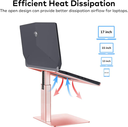 Adjustable Laptop Stand, Tall, Strong, Airflow, Suitable for 13.3-17.3 Inch Laptops, Lift Screen to Eye Level for Video Conferences