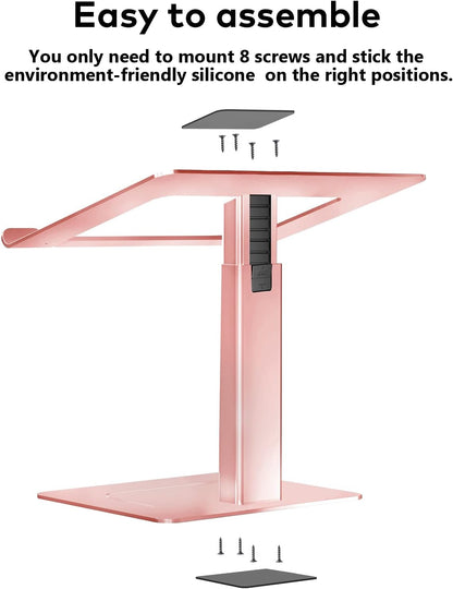 Adjustable Laptop Stand, Tall, Strong, Airflow, Suitable for 13.3-17.3 Inch Laptops, Lift Screen to Eye Level for Video Conferences