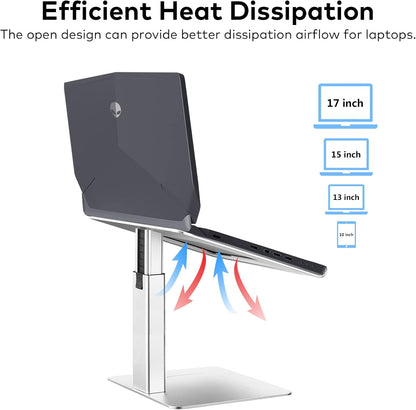Adjustable Laptop Stand, Tall, Strong, Airflow, Suitable for 13.3-17.3 Inch Laptops, Lift Screen to Eye Level for Video Conferences