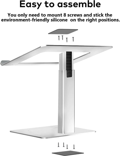 Adjustable Laptop Stand, Tall, Strong, Airflow, Suitable for 13.3-17.3 Inch Laptops, Lift Screen to Eye Level for Video Conferences