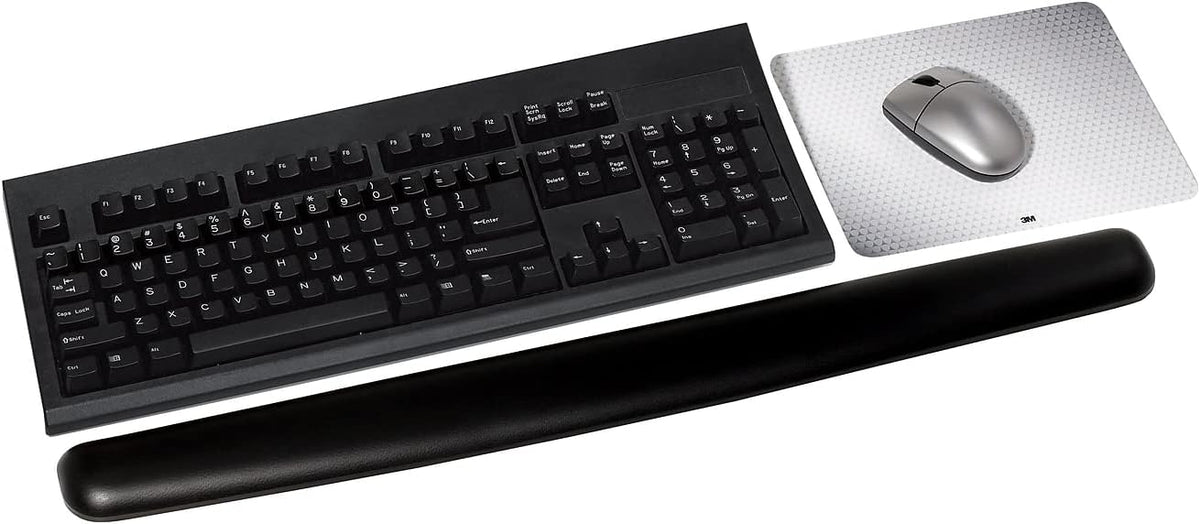 WR340LE Gel Thin Wrist Rest, Extended Length, Black Leatherette