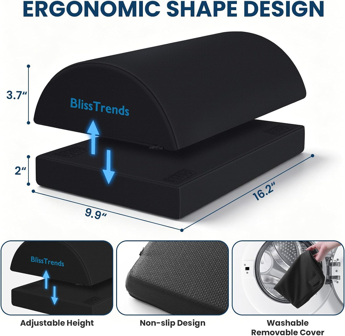 Foot Rest Under Desk, Foot Stool with 2 Adjustable Heights