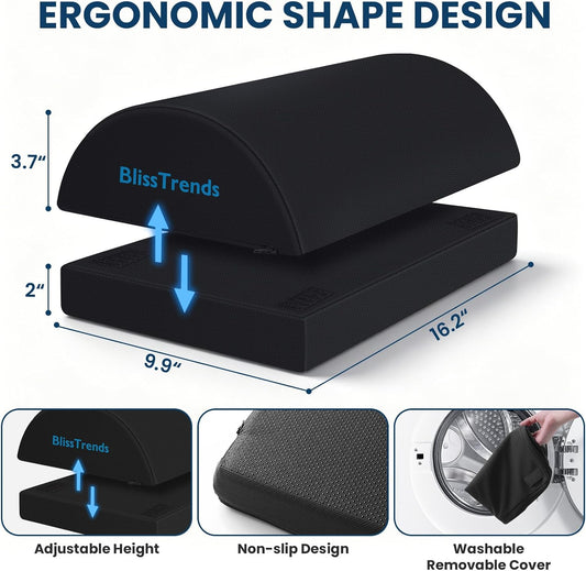 Foot Rest Under Desk, Foot Stool with 2 Adjustable Heights
