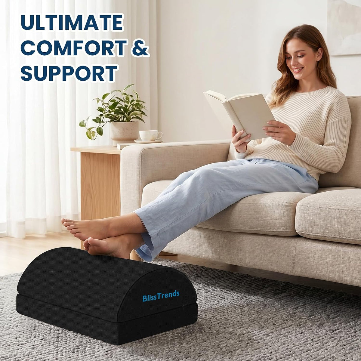 Foot Rest Under Desk, Foot Stool with 2 Adjustable Heights