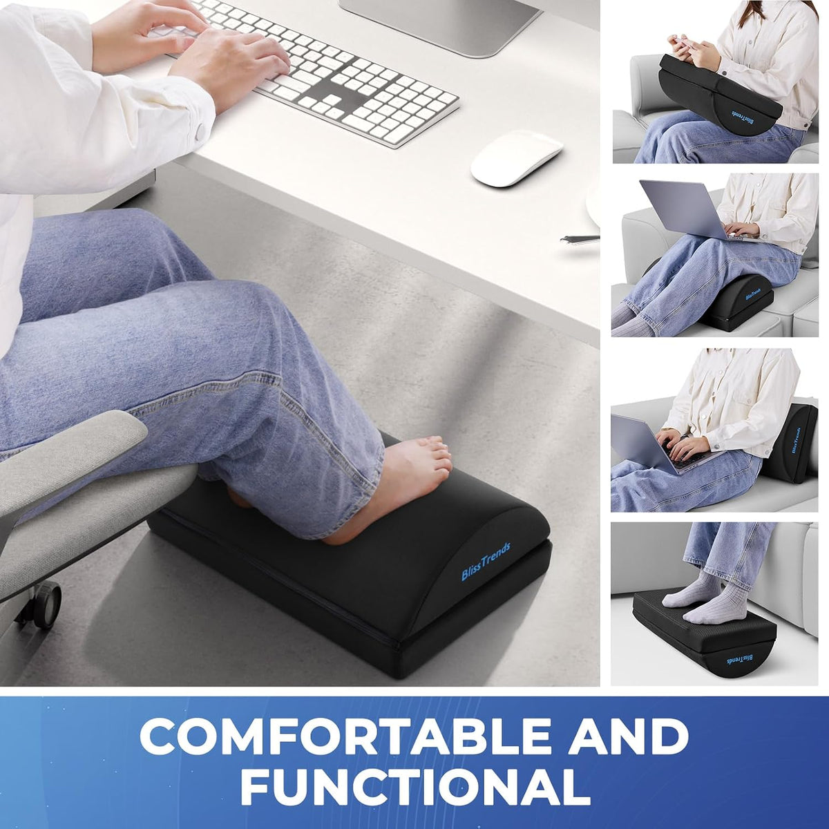 Foot Rest Under Desk, Foot Stool with 2 Adjustable Heights