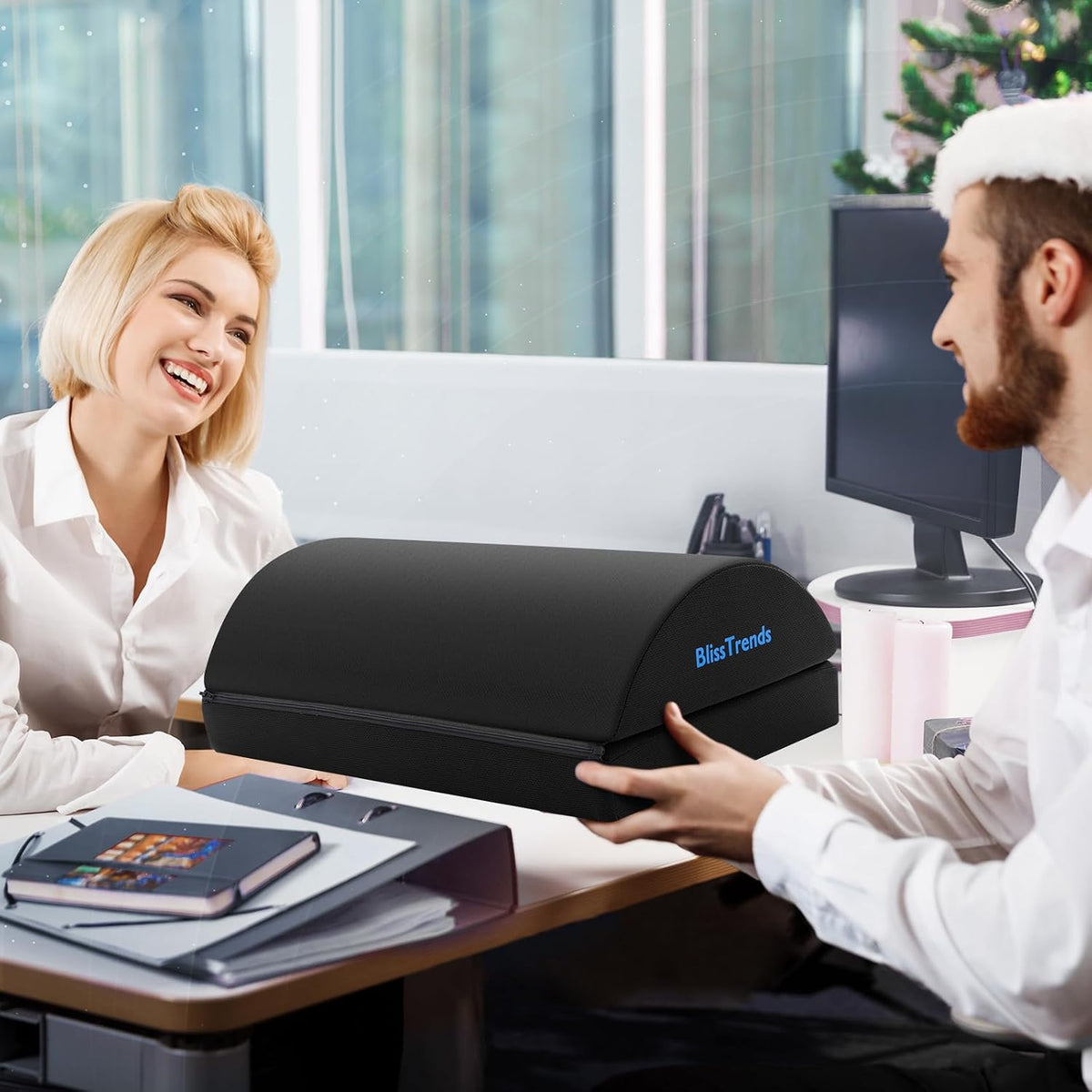 Foot Rest Under Desk, Foot Stool with 2 Adjustable Heights