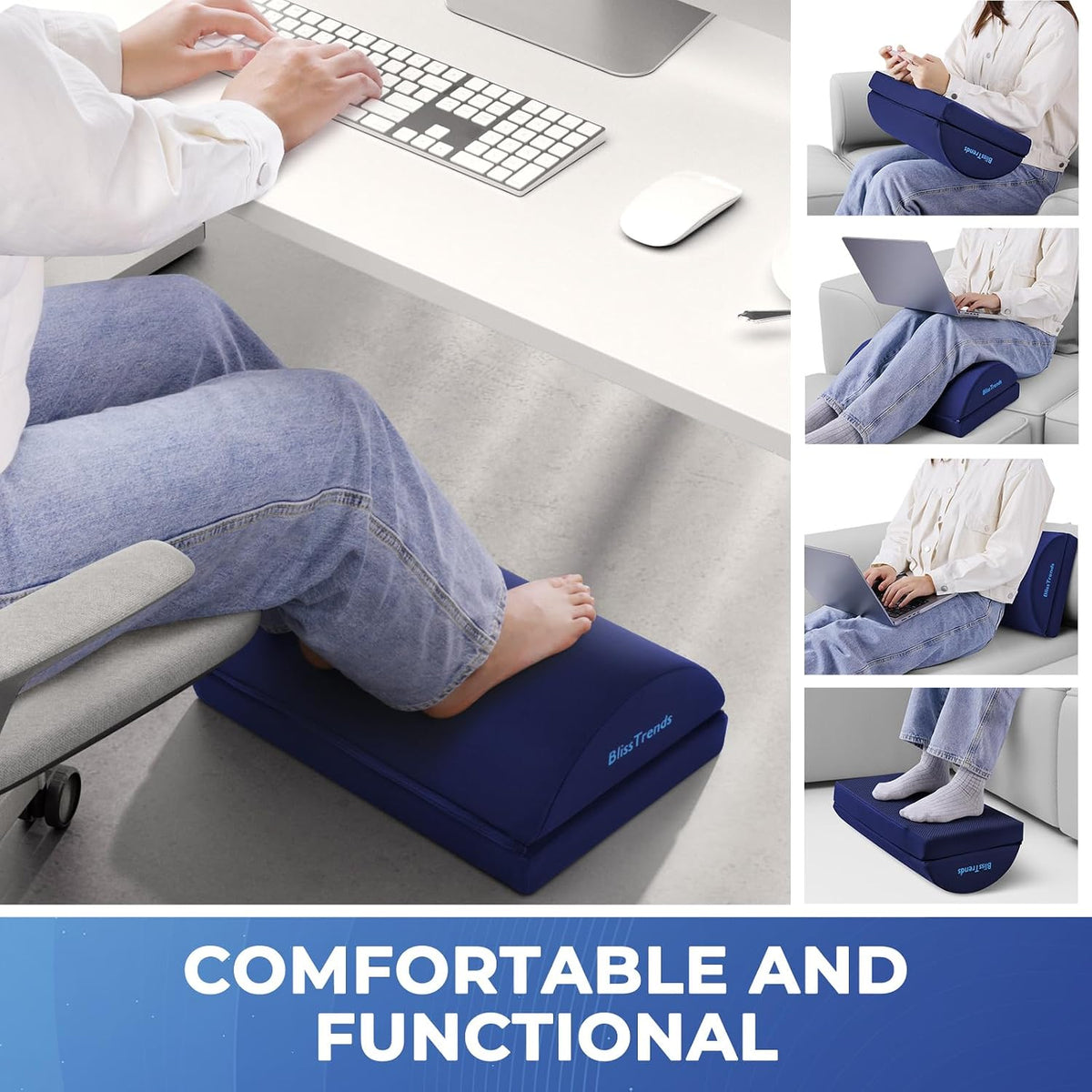 Foot Rest Under Desk, Foot Stool with 2 Adjustable Heights