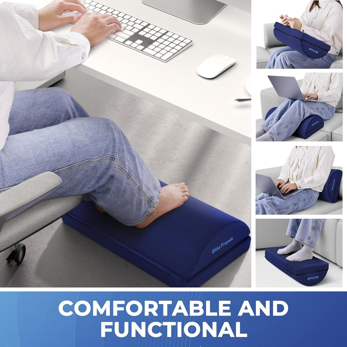 Foot Rest Under Desk, Foot Stool with 2 Adjustable Heights