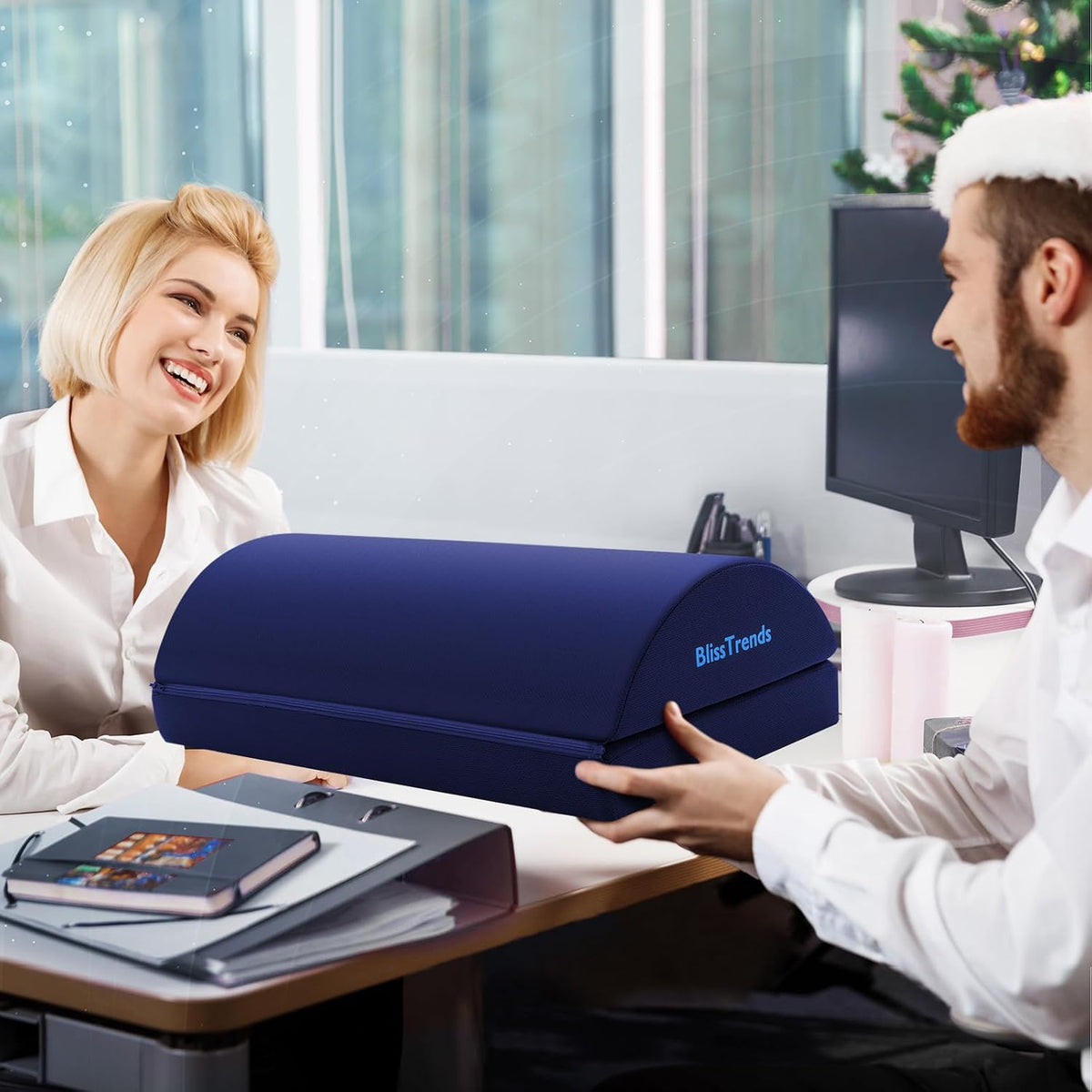 Foot Rest Under Desk, Foot Stool with 2 Adjustable Heights