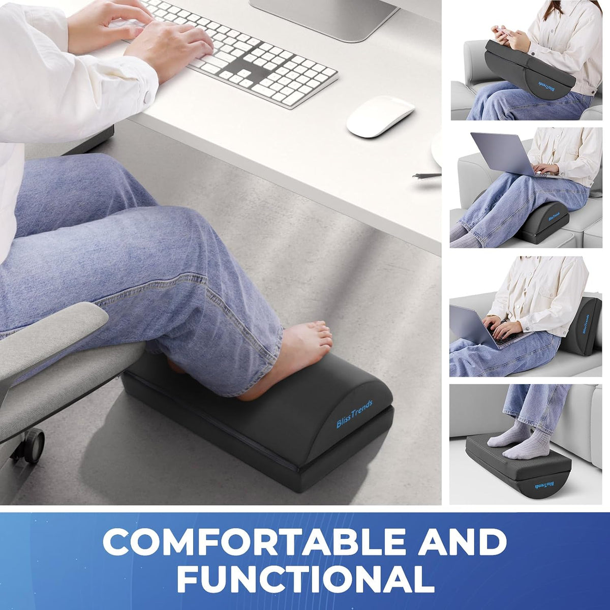 Foot Rest Under Desk, Foot Stool with 2 Adjustable Heights