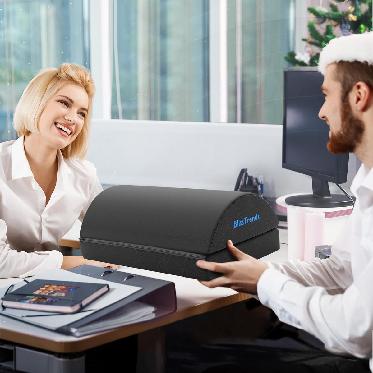 Foot Rest Under Desk, Foot Stool with 2 Adjustable Heights