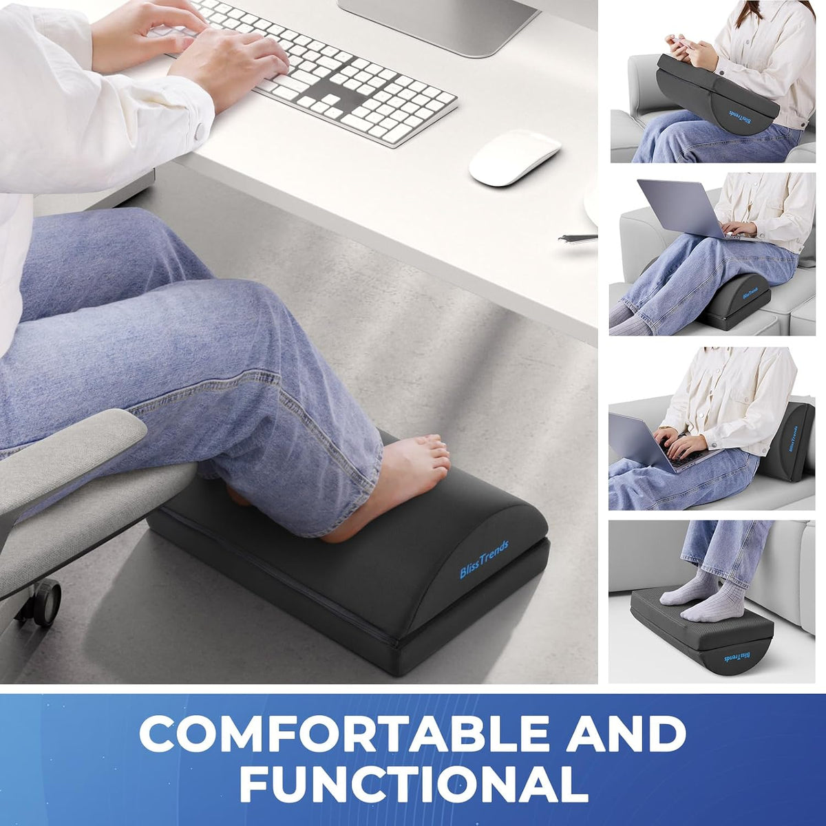 Foot Rest Under Desk, Foot Stool with 2 Adjustable Heights