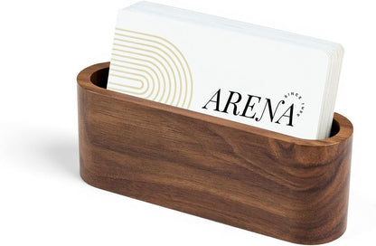 Business Card Holder for Desk, Minimalist Office Wooden Organizer