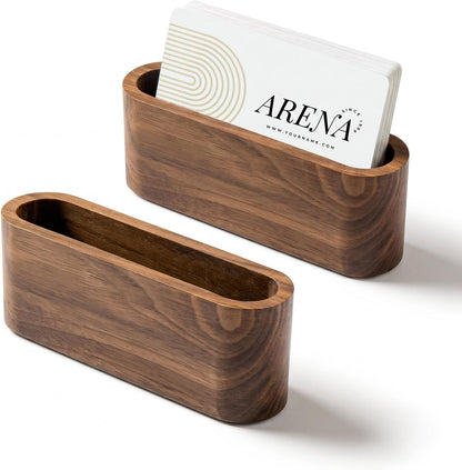 Business Card Holder for Desk, Minimalist Office Wooden Organizer