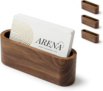 Business Card Holder for Desk, Minimalist Office Wooden Organizer