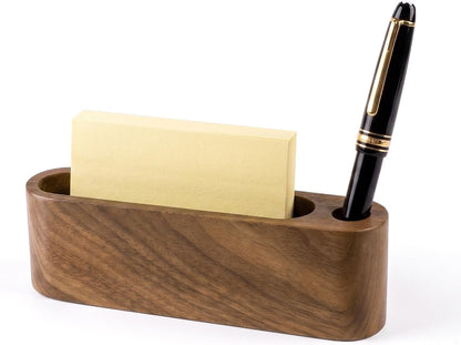 Business Card Holder for Desk, Minimalist Office Wooden Organizer