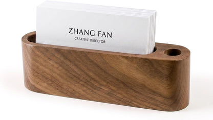 Business Card Holder for Desk, Minimalist Office Wooden Organizer