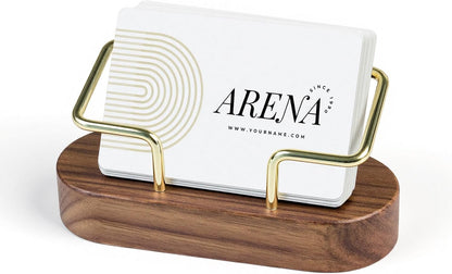 Business Card Holder for Desk, Minimalist Office Wooden Organizer
